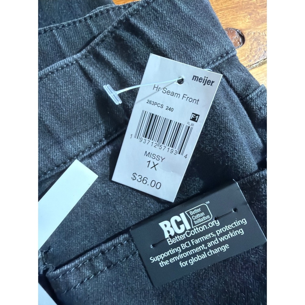 Stitch Star Seam Front Pants Women‎ 1X Black High Rise Utility Denim Stretch NEW - Picture 4 of 9